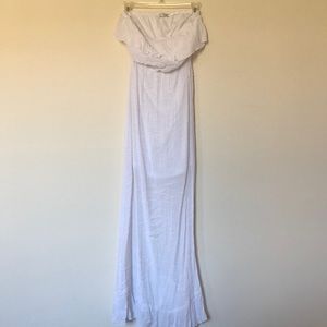 white strapless maxi dress